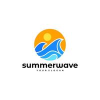 Sommer- Welle Ozean Sonne Logo Symbol Illustration vektor