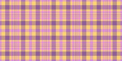 trevlig sömlös textil- bakgrund, naken tartan mönster pläd. planka tyg kolla upp textur i lila och bärnsten färger. vektor