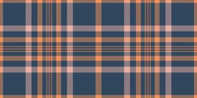 breit Muster Textur Hintergrund, 60er Jahre nahtlos Plaid überprüfen. Band Textil- Tartan Stoff im cyan und Orange Farben. vektor