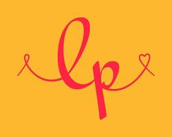 lp Initiale Hochzeit Monogramm Kalligraphie Illustration. Hand gezeichnet Beschriftung l und p Liebe Logo Design zum Valentinsgrüße Tag Poster, Gruß Karte vektor