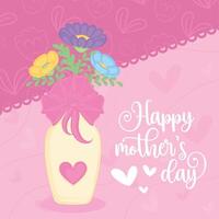 glücklich Mutter Tag Poster mit Blumen vektor