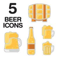 färgad öl skisser ikon uppsättning vektor