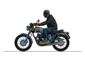 ein Mann Reiten klassisch Motorrad, Jahrgang Motorrad. isoliert auf Weiß Hintergrund zum Hintergrund Design. vektor