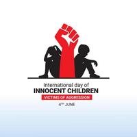 International Tag von unschuldig Kinder die Opfer von Aggression kreativ Vorlage zum Hintergrund, Banner, Karte, Poster. Eltern links das Mädchen zu bleibe Zuhause allein, Welt Tag gegen Kind Arbeit Konzept vektor