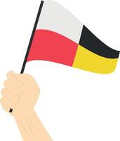 Hand halten und steigend das maritim Flagge zu vertreten das Nummer neun Illustration vektor