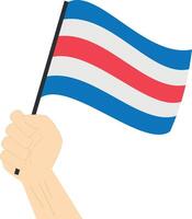 Hand halten und steigend das maritim Flagge zu vertreten das Brief c Illustration vektor