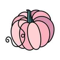 söt rosa höst pumpa. hand dragen illustration för halloween och tacksägelse dekoration. vektor