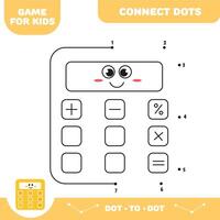 punkt till punkt pedagogisk spel för förskola ungar. aktivitet arbetsblad. kalkylator vektor