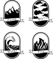 Wasser Feuer Erde Luft Symbole. heilig Magie Zeichen. elementar Natur Symbole. alchemistisch Symbole Satz. vier Elemente von Natur auf Weiß Hintergrund. Tarot Karte zurück esoterisch Design. Illustration vektor