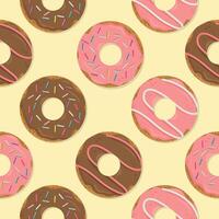 Süss Sommer- nahtlos Muster mit Donuts Illustrationen. vektor