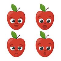 äpple. emoji uttryckssymbol samling. tecknad serie tecken för barn vektor