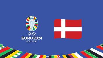 Euro 2024 Dänemark Flagge Band Teams Design mit offiziell Symbol Logo abstrakt Länder europäisch Fußball Illustration vektor