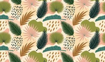 nahtlos Muster mit tropisch Blätter. abstrakt exotisch Laub Hintergrund. modern exotisch Urwald Pflanzen. Monstera, Banane Baum, Palme Blätter. eben Illustration vektor