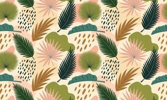 sömlös mönster med tropisk löv. abstrakt exotisk lövverk bakgrund. modern exotisk djungel växter. monstera, banan träd, handflatan löv. platt illustration vektor