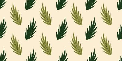 nahtlos Muster mit Palme Blätter. abstrakt tropisch Laub Hintergrund. modern exotisch Urwald Pflanzen. eben Illustration vektor