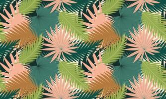 sömlös mönster med handflatan löv. abstrakt tropisk lövverk bakgrund. modern exotisk djungel växter. platt illustration för papper, omslag, tyg, interiör dekoration vektor