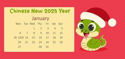 Banner von glücklich Neu Jahr 2025 . Chinesisch Neu Jahr . Jahr von das Schlange. Illustration. Kalender vektor