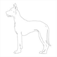 Hand gezeichnet großartig Däne Hund Gliederung Illustration vektor
