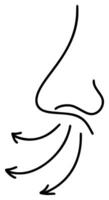 Mensch flüssig Nase im Profil Linie einfach minimalistisch Ausatmung Symbol. Element zum Design Verpackung und Werbung von Rhinitis medizinisch, kalt, Grippe Symptome vektor