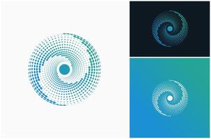 cirkel sfär spiral prickar cyklisk teknologi abstrakt trogen logotyp design illustration vektor