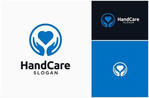 Hand Pflege geben Liebe Herz Frieden Person glücklich Logo Design Illustration vektor