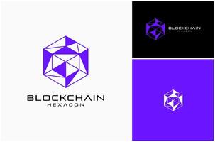 blockchain sexhörning teknologi cyber säkerhet trogen abstrakt logotyp design illustration vektor