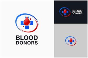 blod givare släppa transfusion medicinsk sjukhus hälsa vård logotyp design illustration vektor