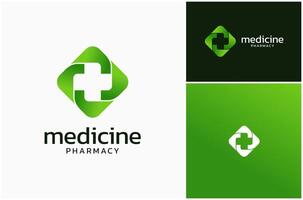 medizinisch Medizin Krankenhaus Apotheke Gesundheit Pflege Grün bunt Logo Design Illustration vektor