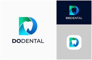 brev d dental tand tandläkare tänder ortodontist oral modern färgrik logotyp design vektor