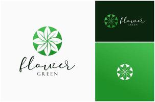 Blume Blatt blühen Blätter Mandala Natur Grün frisch Kreis Logo Design Illustration vektor