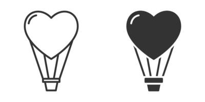 hjärta varm luft ballong ikon. illustration. vektor