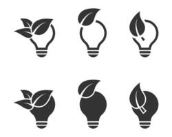 Glödlampa med blad ikon. illustration. vektor