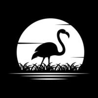 Sonnenaufgang mit Flamingo Logo Design vektor