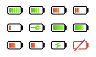 Vektor-Illustration des Batteriestand-Icon-Sets. geeignet für Designelement der Batterieprozentanzeige, Energiespeicherinformationen und Batteriekapazitätsanzeige.