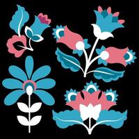 einstellen von Mexikaner ethnisch Blumen zum Stickerei vektor