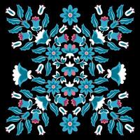 symmetrisch Komposition von Blumen Mexikaner Stickerei vektor