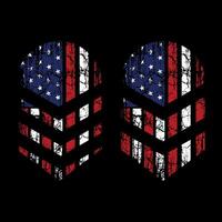 amerikan flagga illustration, veteran, grunge, frihet, isolerat på svart bakgrund vektor