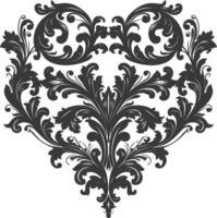 Silhouette Feuerstelle gestalten Barock Ornament mit Filigran Blumen- Element schwarz Farbe nur vektor