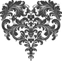 Silhouette Feuerstelle gestalten Barock Ornament mit Filigran Blumen- Element schwarz Farbe nur vektor