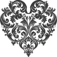 Silhouette Feuerstelle gestalten Barock Ornament mit Filigran Blumen- Element schwarz Farbe nur vektor