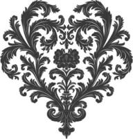 silhuett härd form barock prydnad med filigran blommig element svart Färg endast vektor