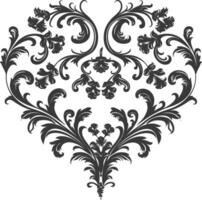 Silhouette Feuerstelle gestalten Barock Ornament mit Filigran Blumen- Element schwarz Farbe nur vektor