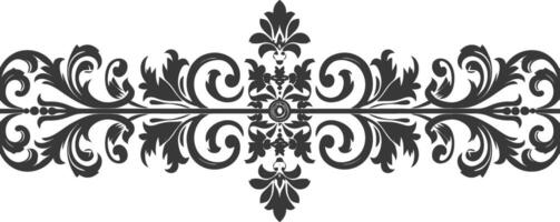 silhuett horisontell linje delare med barock prydnad svart Färg endast vektor