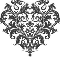 Silhouette Feuerstelle gestalten Barock Ornament mit Filigran Blumen- Element schwarz Farbe nur vektor