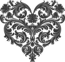 Silhouette Feuerstelle gestalten Barock Ornament mit Filigran Blumen- Element schwarz Farbe nur vektor