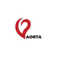 aorta hjärta röd blod logotyp vektor