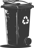 Silhouette Müll Behälter oder Müll Behälter schwarz Farbe nur vektor