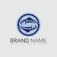 Fisch und Angeln Logo Wasser- Design Tier Illustration vektor