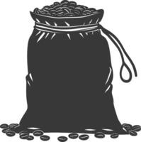 silhuett säck av rå kaffe bönor svart Färg endast vektor