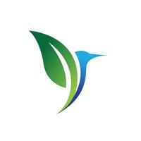 Blatt Vogel Logo Design auf Weiß Hintergrund. vektor